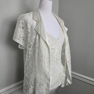 VTG 90s Y2K Victoria's Secret 2 piece set Boudoir Bridal Size M Romantic Lace